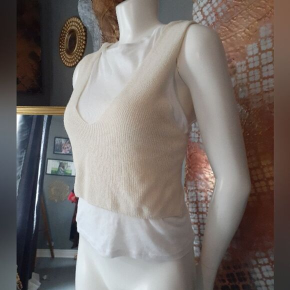 NWT Zara Cotton Blend Vest/Tank Top Hybrid - Picture 2 of 10
